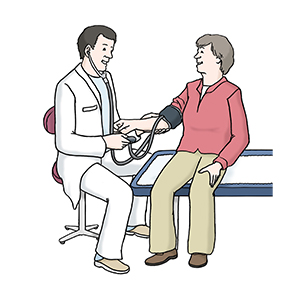 Ein Arzt bei der Untersuchung eines Patienten.