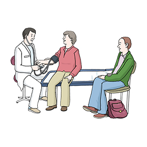 Eine Patientin bei der Untersuchung in der Onkologie.